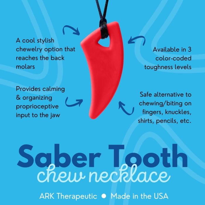 ARK's Saber Tooth Chew Necklace Infographic