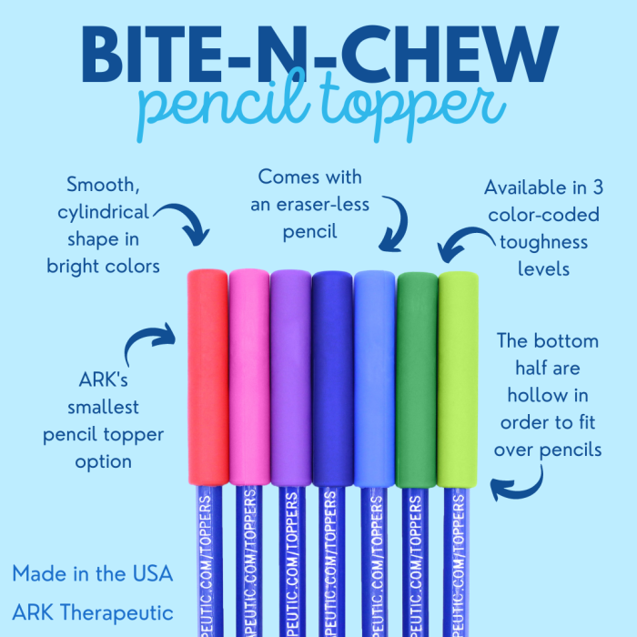 Ark's Bite-n-Chew Pencil Topper Infographic