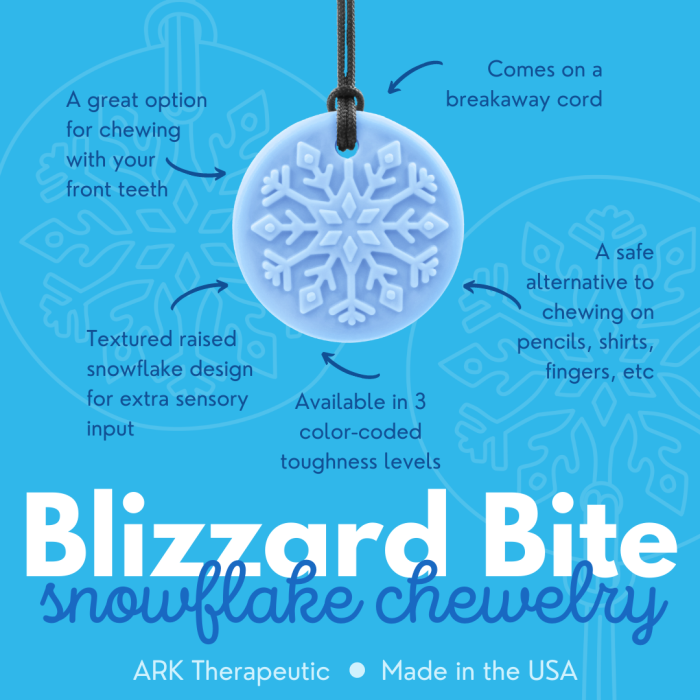 Ark's Blizzard Bite Chew Necklace Infographic