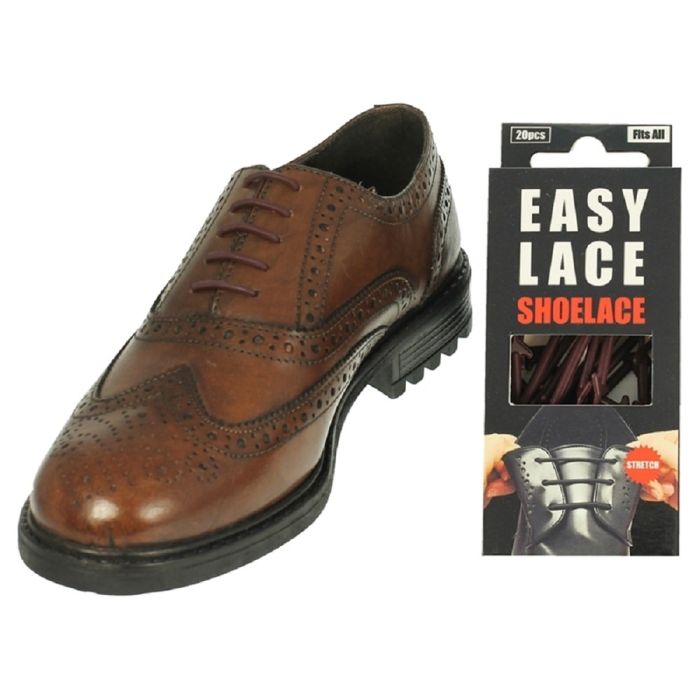 Easy Lace No Tie Shoelaces Adult Rounded Smart Shoes Brown