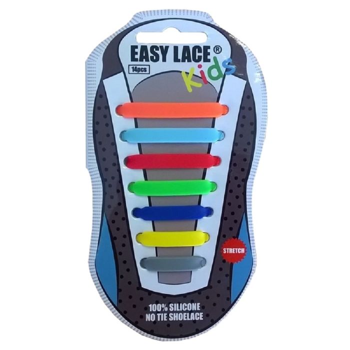 Easy Lace No Tie Shoelaces Kids Trainers Rainbow Boy