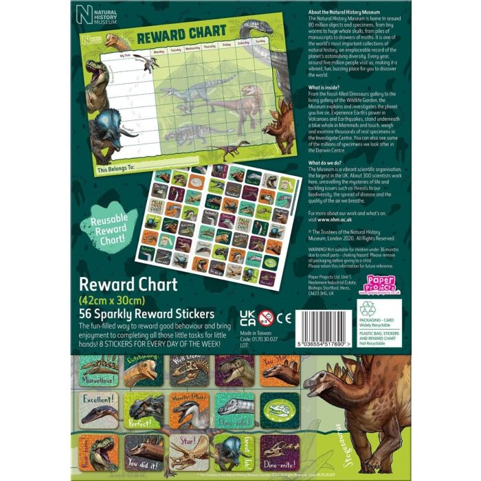 Natural History Museum Dinosaur Reward Chart Paper Projects