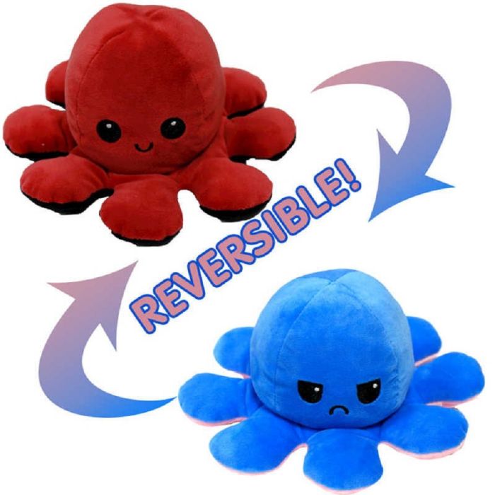 Reversible Plush Octopus SV21145 Red Blue