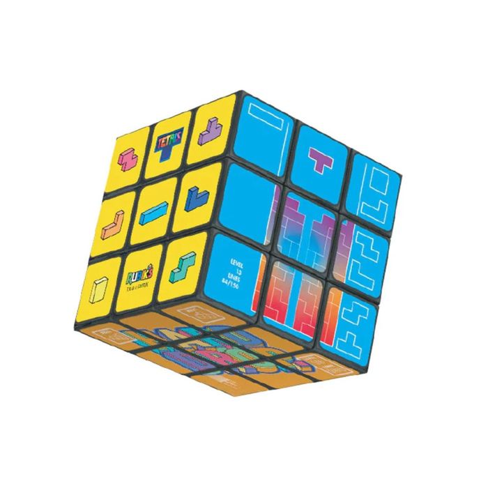 Tetris Rubik Cube showing three sides