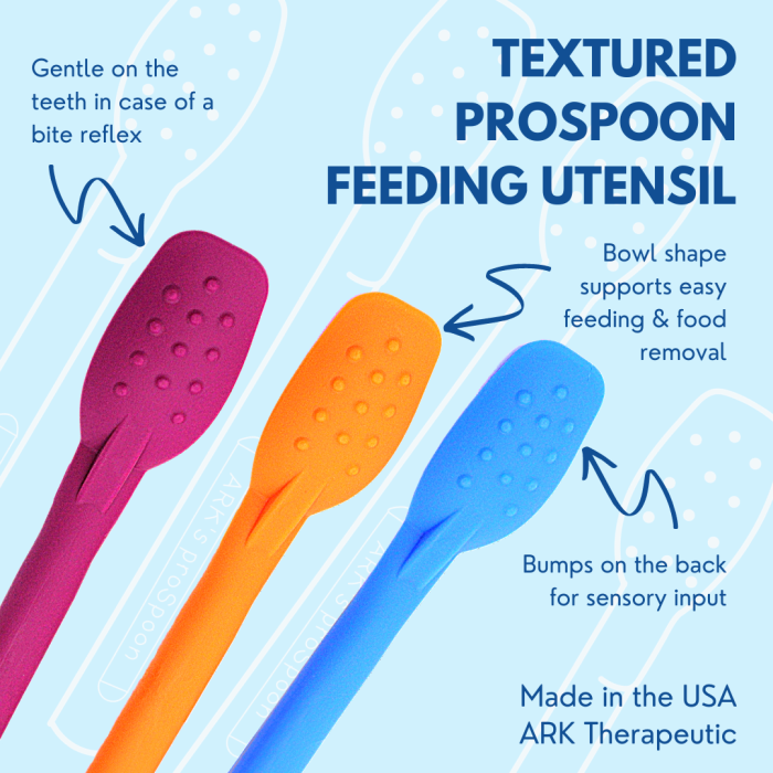 Ark Therapeutic InfoGraphic for Textured proSpoon feeding utensil.