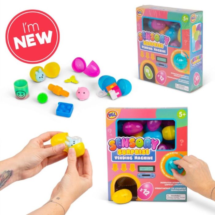 Sensory Surprise Vending Machine - 12 Collectible Eggs with 6 Mochis & 6 Fidgets 