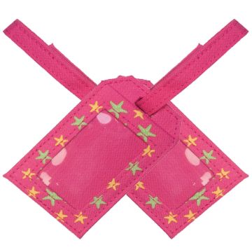 Content & Calm Traveller Luggage Tags Pink Star Fabric