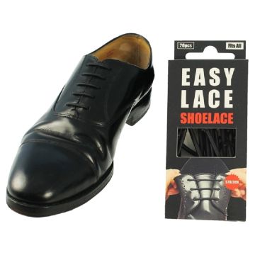 Easy Lace No Tie Shoelaces Adult Rounded Smart Shoes Black
